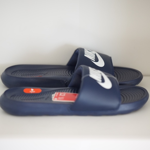 Men NIKE VICTORI ONE SLIDES Sandals Midnight Navy US 12 EU 46